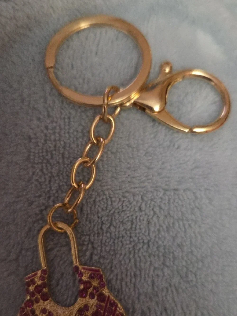 Keychain- Bag Chairm Gold-Tone Pink Crystal Handbag NWOT